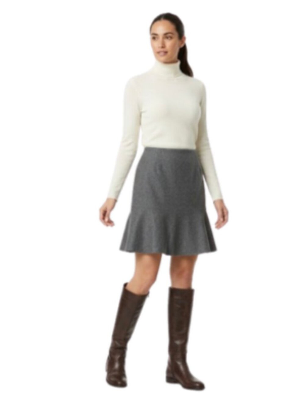 Talbots Gray Tweed Flounce Hem Skirt NWT Wool Blend Lined A-Line Classic, sz 16